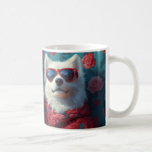 Mug Samoyède avec Roses du cœur pour la Saint-Valentin