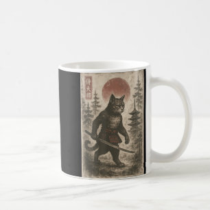 Mug Samurai Chat japonais Vintage graphique Ukiyo-e Ar