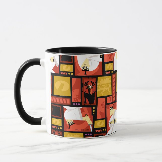 Mug Samurai Jack & Aku Character Art Panel Pattern (Gauche)