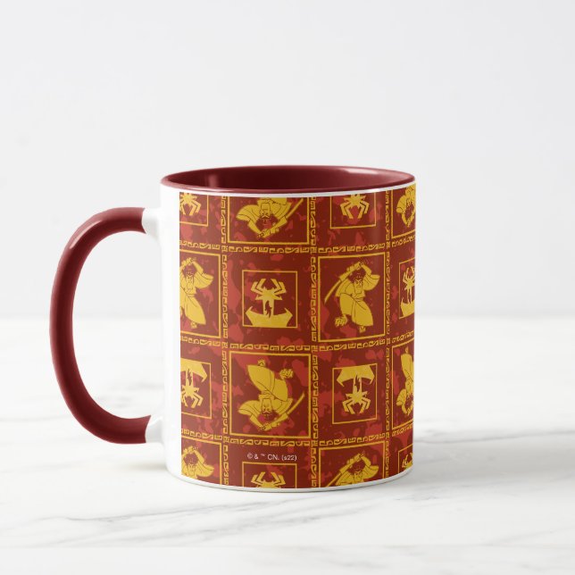 Mug Samurai Jack & Aku Golden Silhouette Tile Pattern (Gauche)