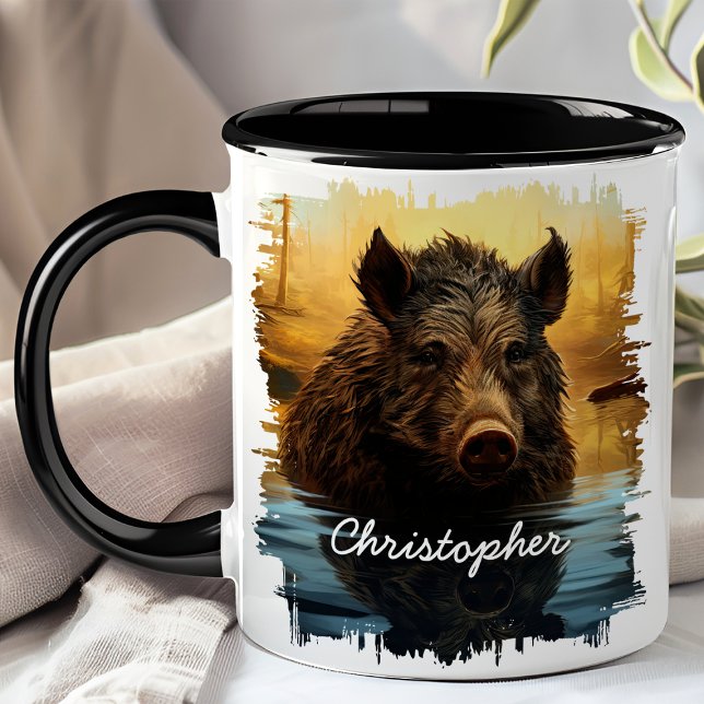 Mug Sanglier au lac forestier (Créateur téléchargé)