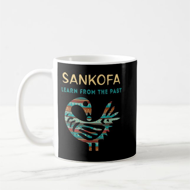 Mug Sankofa Apprenez De L'Ancien Oiseau Africain Noir  (Gauche)