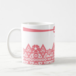 Mug Sans couture rose dentelle romantique nœud blanc m