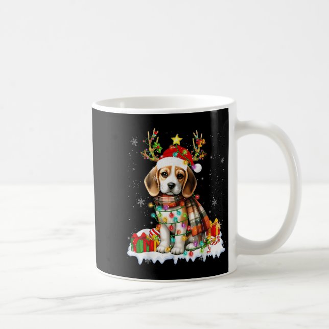 Mug Santa Beagle Christmas Lights Funny Reindeer Dog X (Droite)