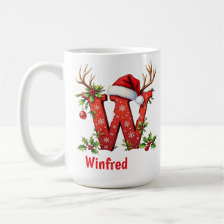 Mug Santa chic Monogramme initiale W joyeux Noël