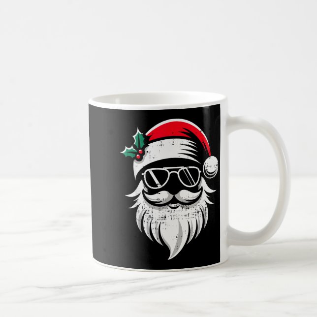 Mug Santa Claus Face Sungles With Hat Beard Christmas  (Droite)