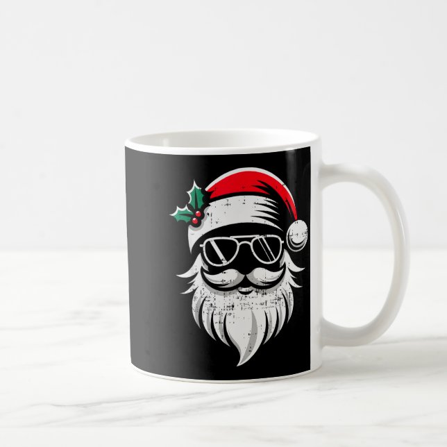 Mug Santa Claus Face Sungles With Hat Beard Christmas  (Droite)