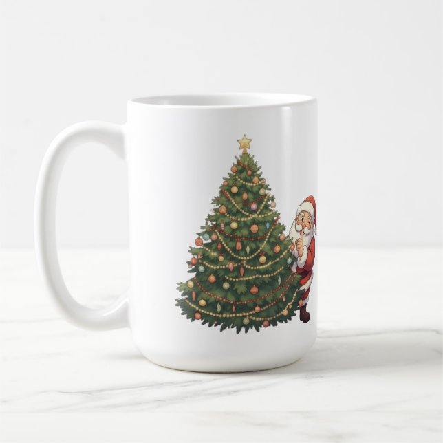 Mug Santa Claus with Christmas Tree – Festive Holiday  (Gauche)