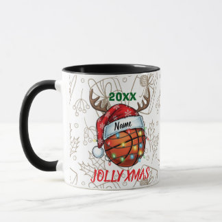 Mug  Santa Hat Basketball Reindeer Christmas Fun Sport