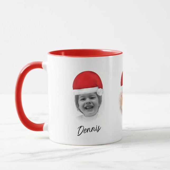 Mug Santa Hat Red Christmas Grandkid Face (Gauche)