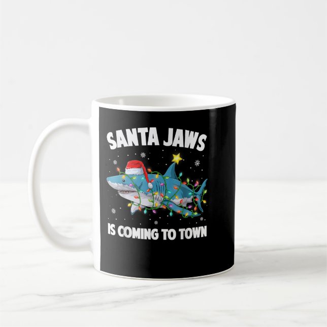 Mug Santa Jaws Shark Christmas Lights Merry Sharkmas X (Gauche)
