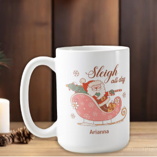 Mug Santa Luge Rose Toute La Journée Noël