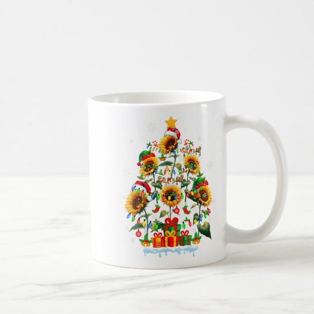 Mug Santa Reindeer Elf Sunflowers As Xmas Tree Flowers (Droite)
