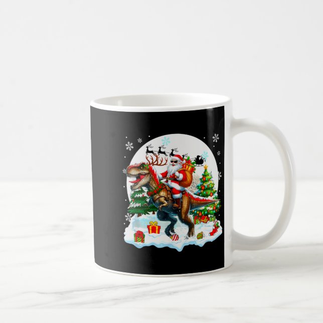 Mug Santa Sungles Riding T-rex Reindeer Christmas Snow (Droite)
