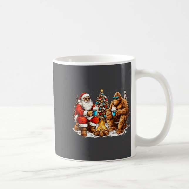 Mug Santa With Bigfoot Christmas Campfire Funny Sasqua (Droite)