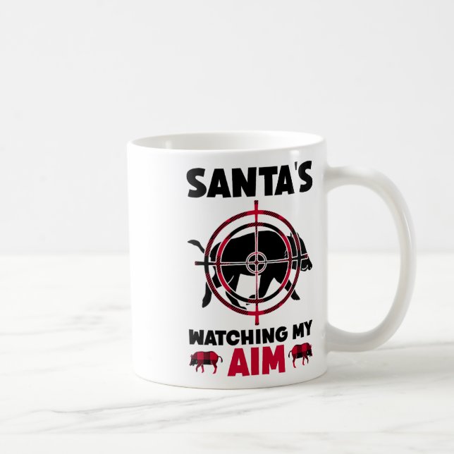 Mug Santa's Watching My Aim - Boar Hog Hunting  (Droite)