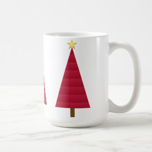 Mug Sapin de Noël moderne en damas rouge profond