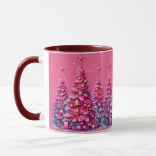 Mug Sapin de Noël Rose Tendance Esthétique Prépa Fémin