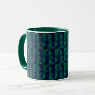 Mug Sapins de Noël bleus et verts.