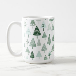 Mug Sapins de Noël modernes Blanc et vert