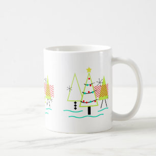 Mug sapins de noël rétro modernes du milieu du siècle