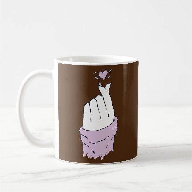 Mug Saranghae Coréen Doigt Coeur K Pop Love Lavender (Gauche)