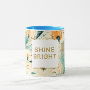 Mug Sarcelle Orange Crème Paon Paillettes Brillant