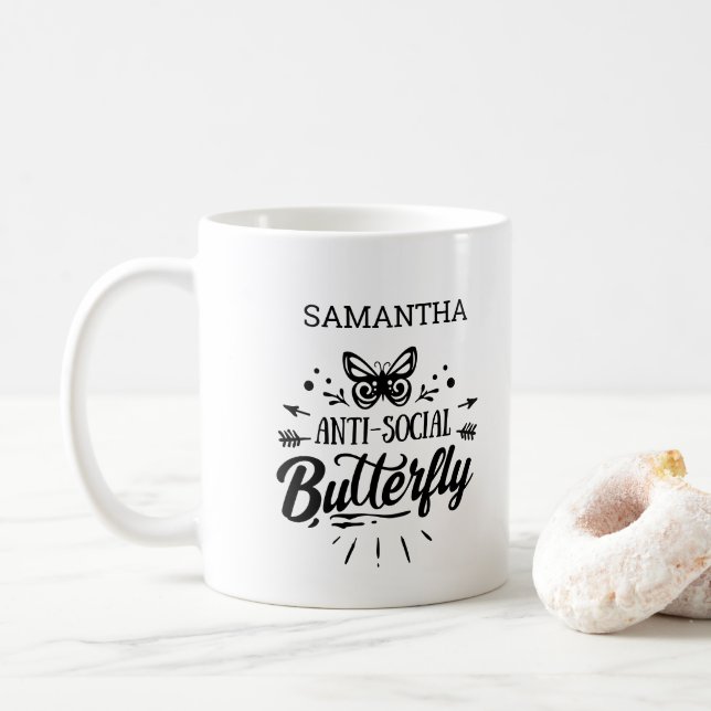 Mug Sassy Funny Girl Anti Social Butfly (Avec donut)