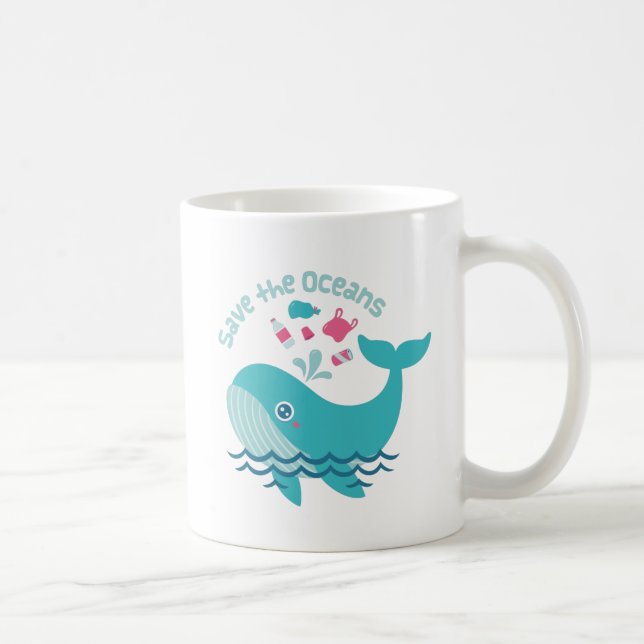 Mug Sauvez les océans, mignonne baleine (Droite)