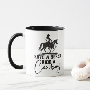 Mug Sauvez une balade à cheval sur un cowboy