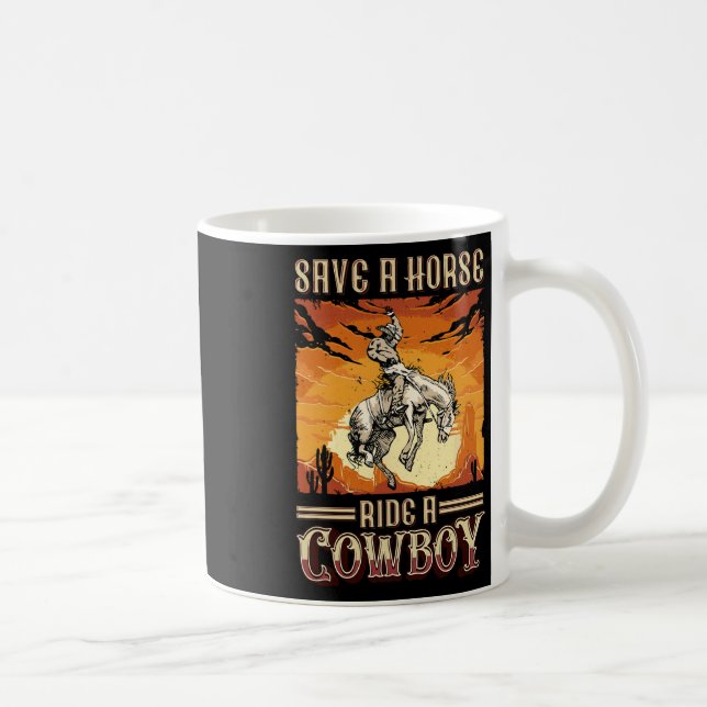 Mug Sauvez Une Balade À Cheval Un Cowboy Western Rodeo (Droite)