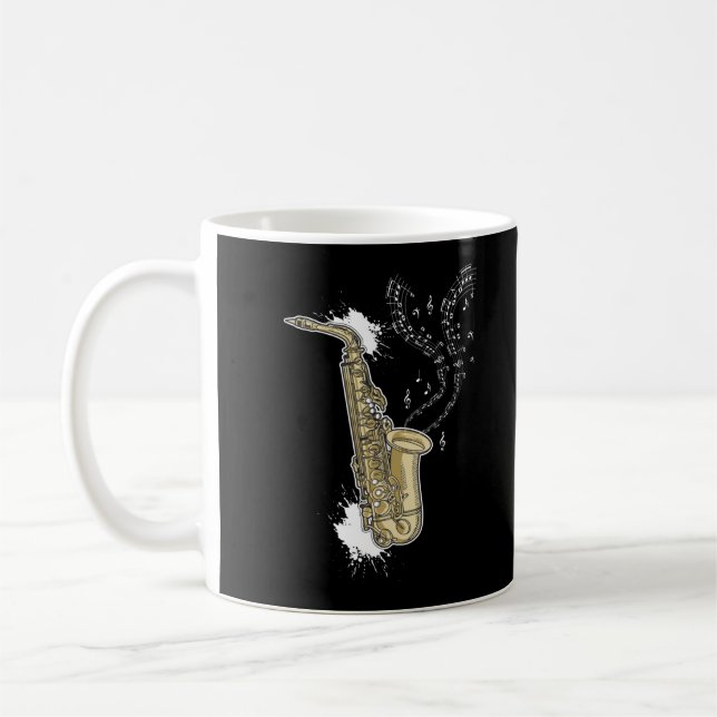 Mug Saxophone Jazz Musicien Notes musicales (Gauche)