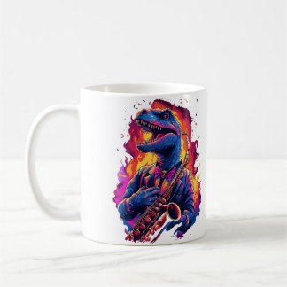 Mug Saxophonist Dinosaur Saxophone Music Playing T Rex
