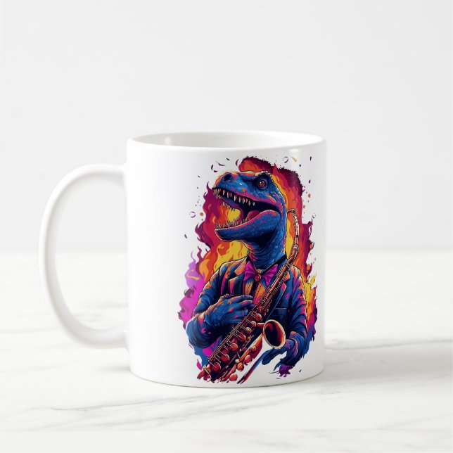 Mug Saxophonist Dinosaur Saxophone Music Playing T Rex (Gauche)