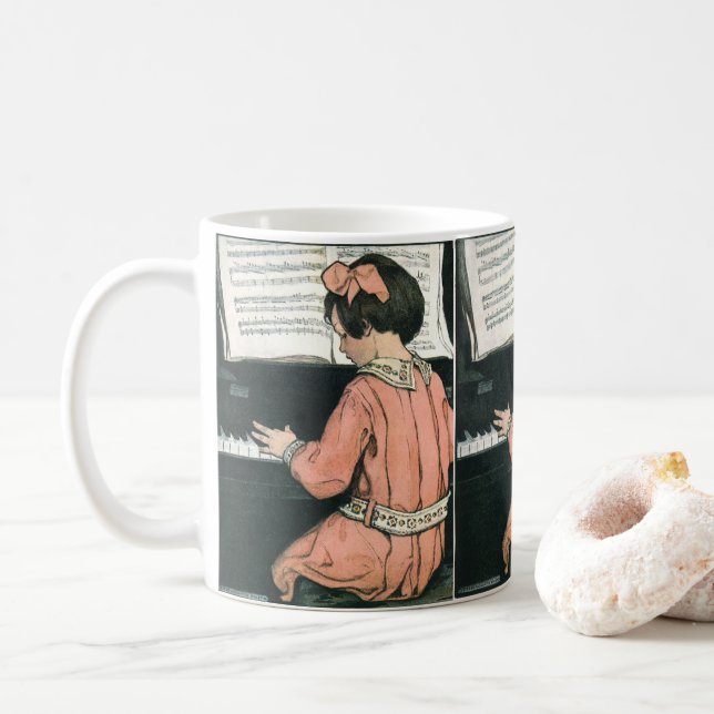 Mug Scales de Jessie Willcox Smith, Piano Music Girl (Avec donut)