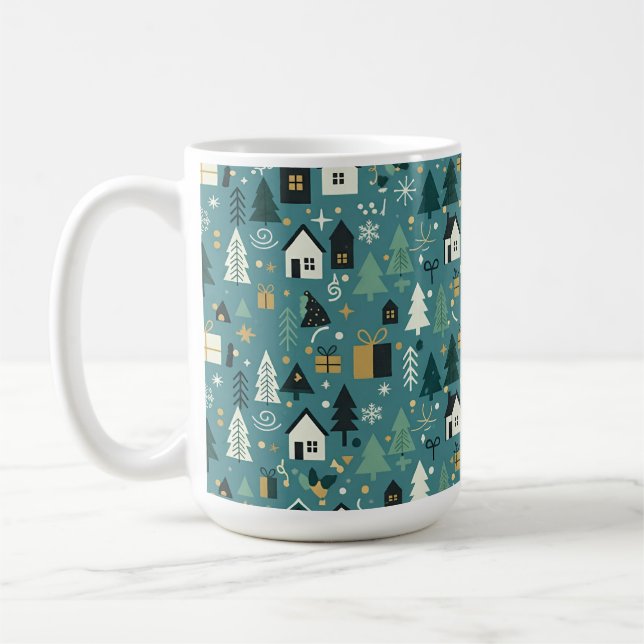 Mug Scandinavian Merry Christmas Tree Winter Snow (Gauche)