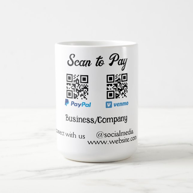 Mug Scanner pour payer le code q r paypal venmo ajoute (Centre)