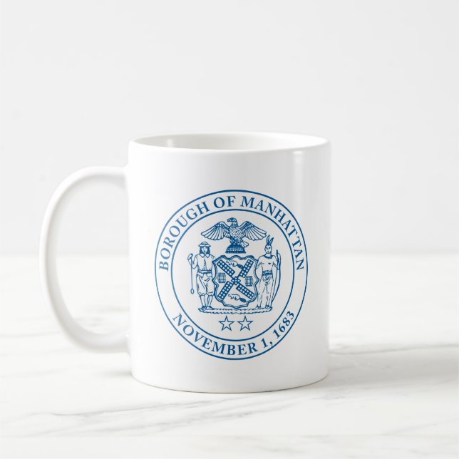 Mug Sceau de l'arrondissement de Manhattan, NYC Coffee (Gauche)