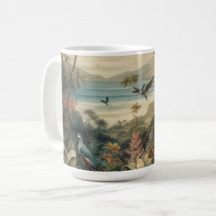 Mug Scène botanique vintage oiseaux fleurs au paradis