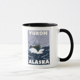 Mug Scène de bateau de pêche - le Yukon, Alaska
