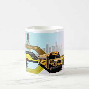 Mug Scène de la ville des autobus scolaires