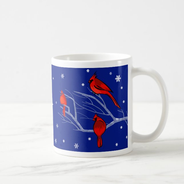 Mug Scène de neige avec les Cardinaux rouges Cadeau de (Droite)