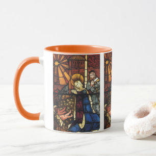 Mug Scène de Noël vintage en verre coloré représentant