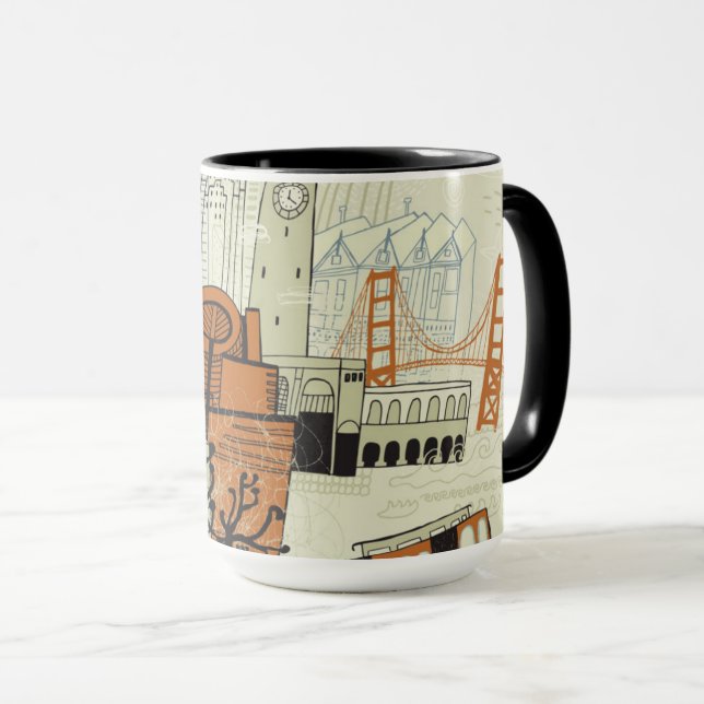 Mug Scène de San Francisco de griffonnage (Devant droit)