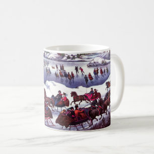 Mug Scène d'hiver vintage Cadeau de Noël