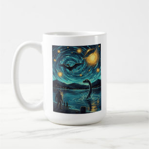 Mug Scène nocturne de cryptide Nessie Ptérosaure UFO B