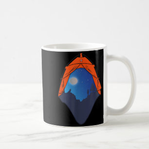 Mug Scène nocturne de tente de camping _ Loup hurlant