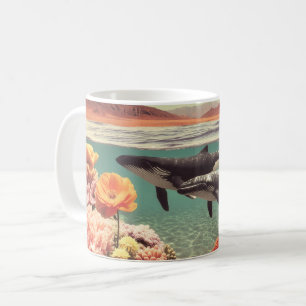 Mug Scène océanique surréaliste avec des baleines et d