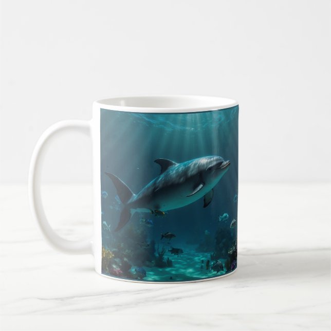 Mug Scènes de dauphins sous-marins bleu turquoise (Gauche)