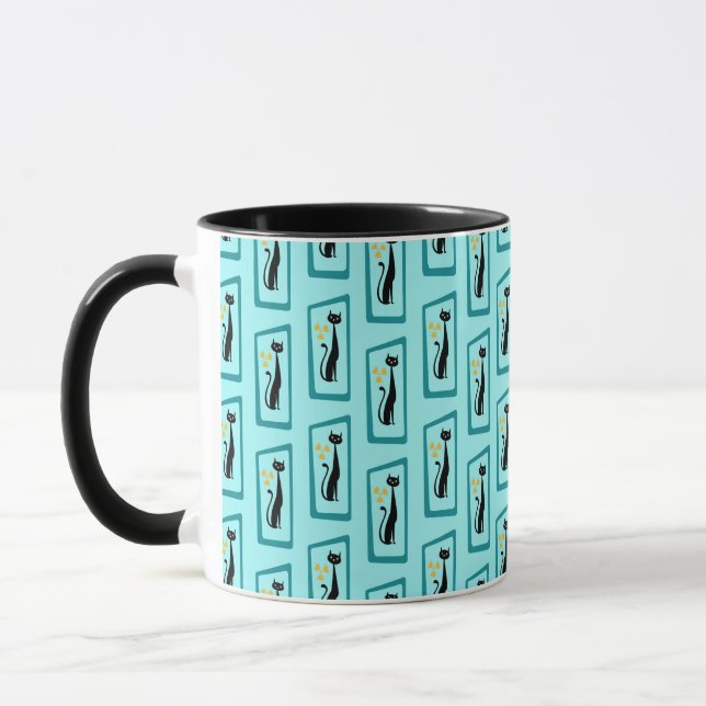 Mug Schrödinger's Cat Mid Century Moderne bleu pâle (Gauche)